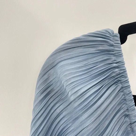 MOON RIVER Women's Light Blue Long Sleeve Pleated Cutout Midi Dress Size Large - Picture 9 of 14